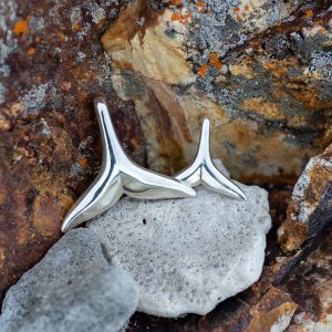 Whale tail pendants small and large in sterling silver